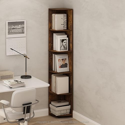 Miniatura 17 de Furinno Estantería básica para libros, estantería de 4 niveles, estantería con estante esquinero en zigzag, 14.2 x 14.2 x 57.7, para sala de estar,