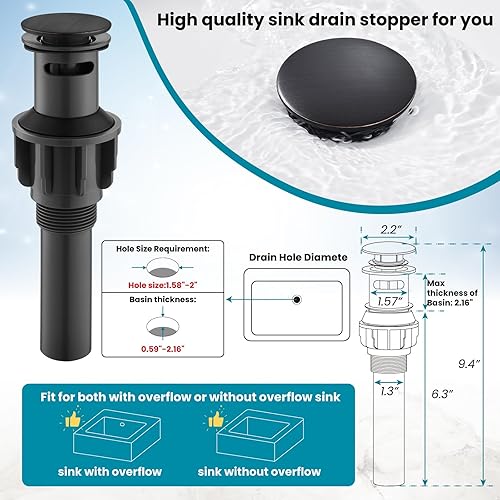 Miniatura 3 de gotonovo Grifo de fregadero de cascada para fregadero de 1 agujero, grifo alto de lavabo de baño de una sola manija, grifo de baño de cascada de