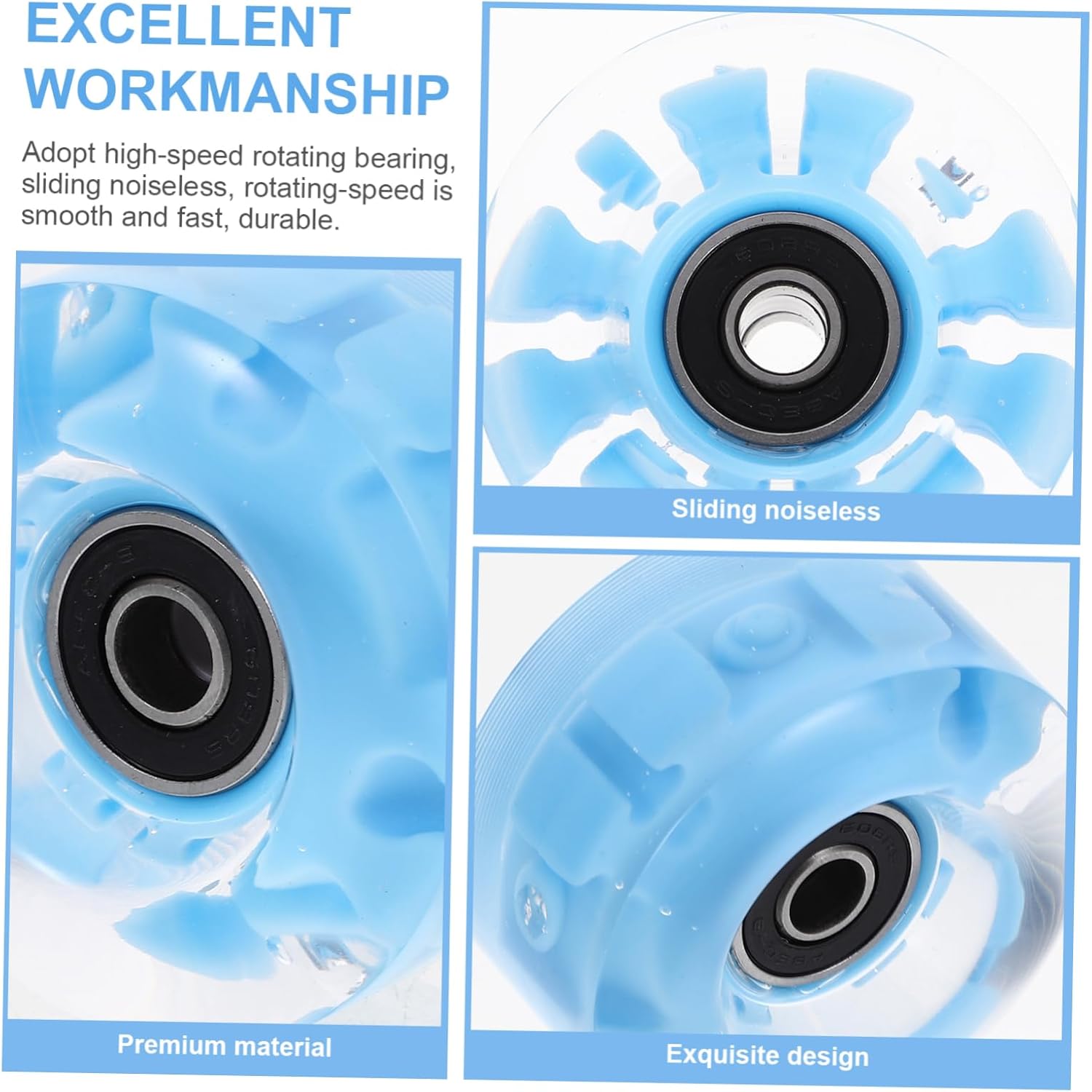 DECHOUS 4pcs Light up Skate Wheels for Roller Skates Pu Material Outdoor Indoor Use Fashion Easy to Install