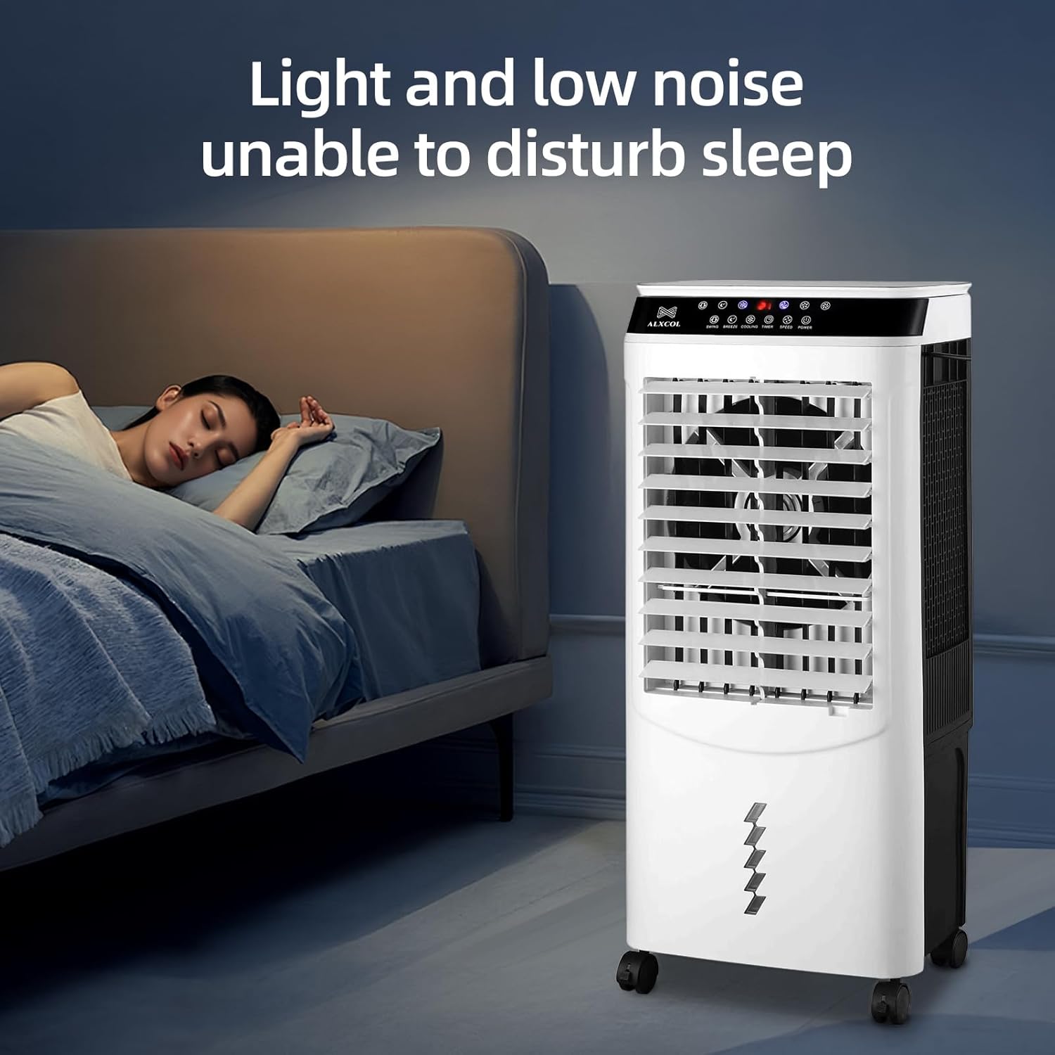 Portable Evaporative Air Cooler with 9.5 Gal Tank - 4500 CFM Swamp Cooler, 3-Speed Fan, 12H Timer, Remote Control & Ice Packs for Home/Office/Outdoors