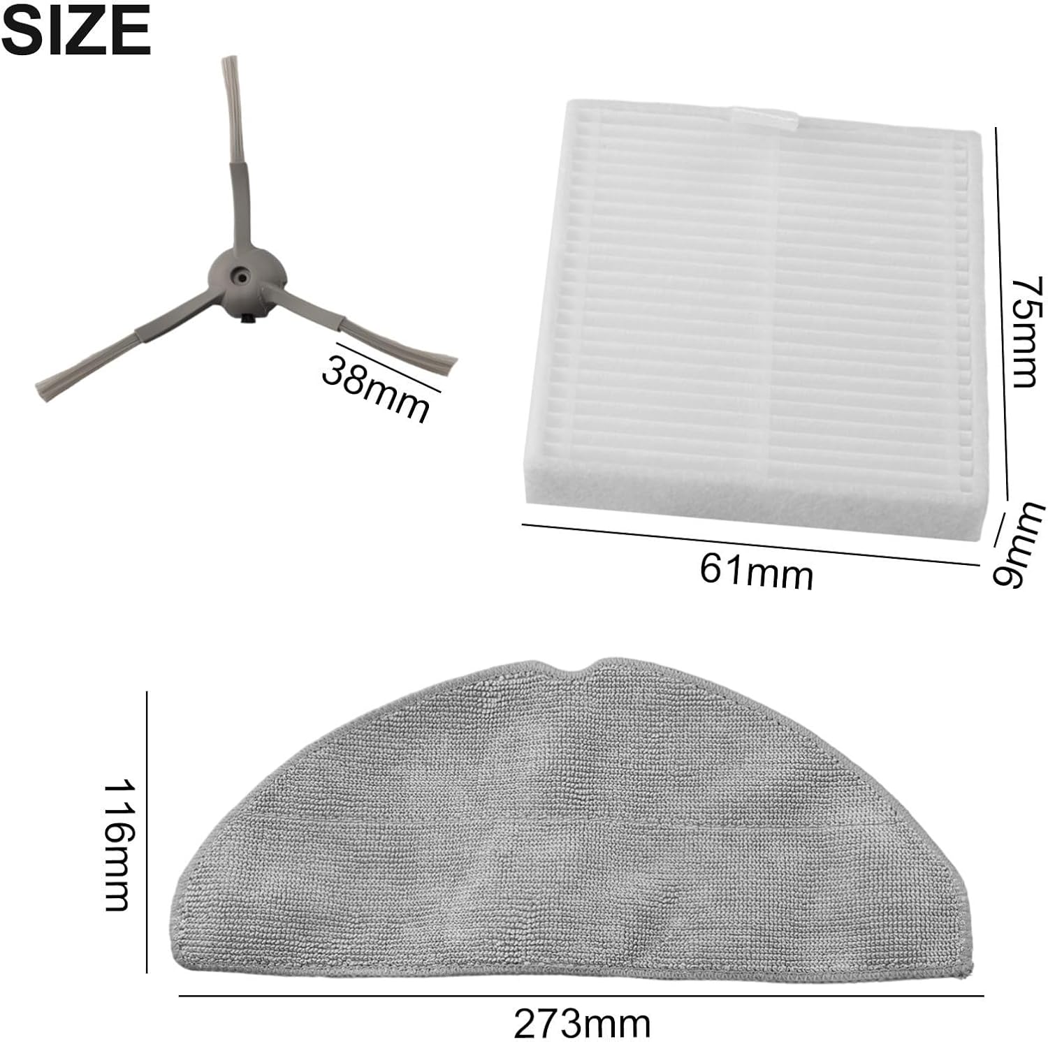 Side Brush, Mop Pad & Vacuum Filter Replacement Kit for Lubluelu and V8 Pro Robotic Vacuum Cleaners – Microfiber Cleaning Cloths and Corner Brushes