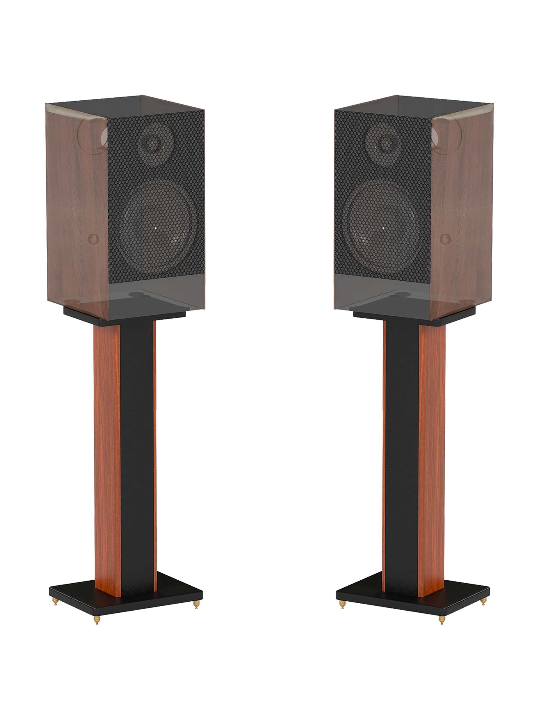Pair Holz Lautsprecherständer Set, Braun Schwarz Boxenständer Universal (hoch 70cm),Premium Stabile Boxenständer mit Versteckte Kabelführung für Heimkino und Studio