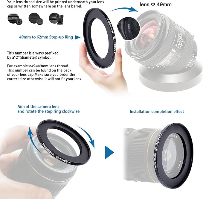Set de 10 adaptadores anillo para filtros de cámara miniatura 3