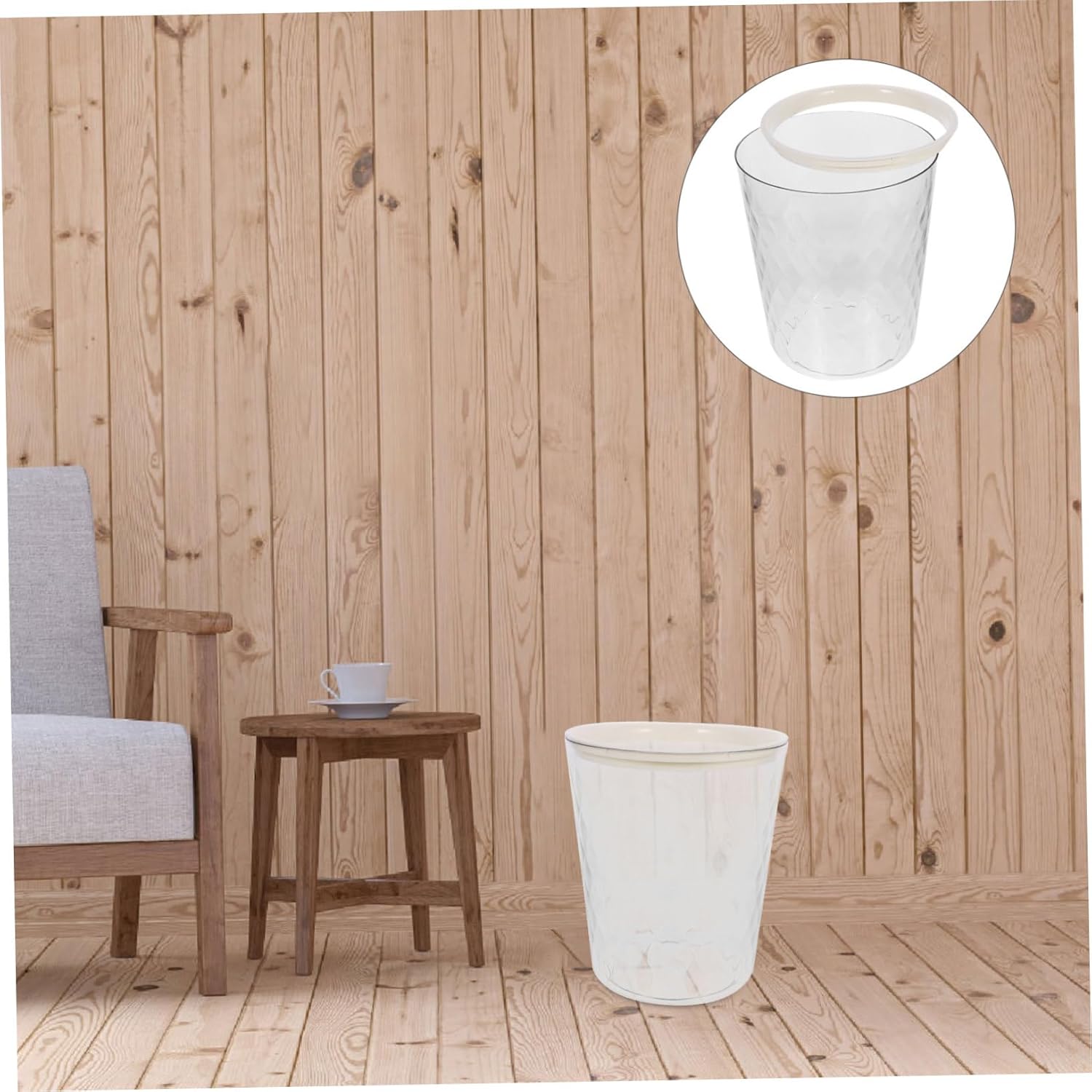1pc Round Trash Can Wastebasket for Bathroom Bedroom Kitchen Compact Design for Household Use Stylish Pet Material Small