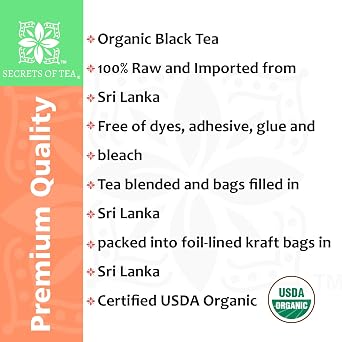 Secrets of Tea English Breakfast Ceylon Black Tea, 100 Ct