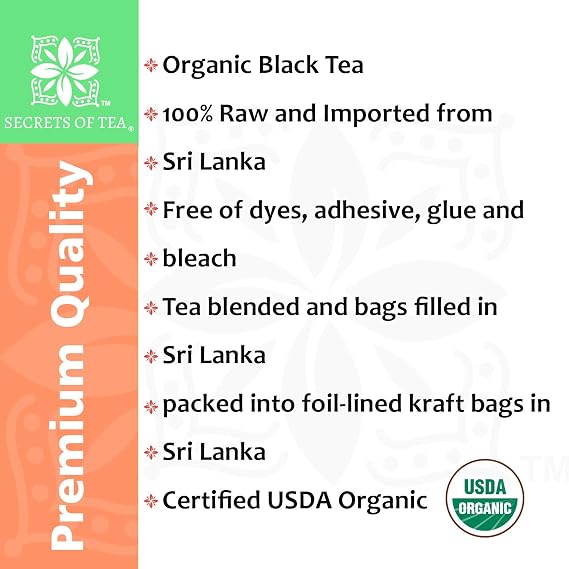 Secrets of Tea English Breakfast Ceylon Black Tea, 100 Ct