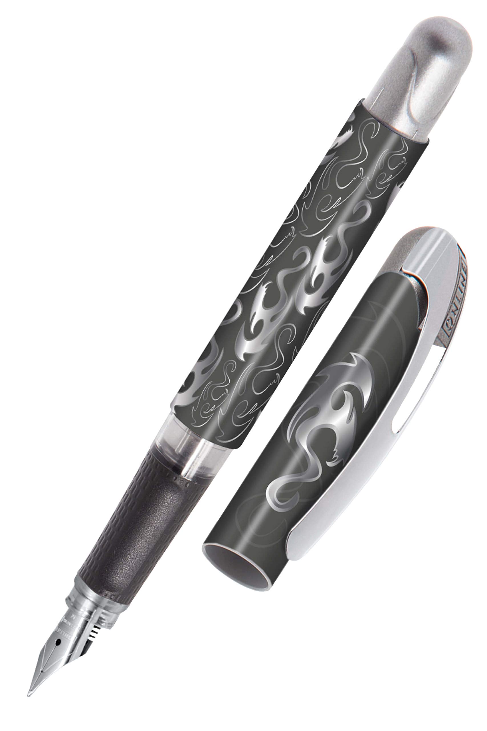 ONLINE College ink pen Phoenix ergonomic fountain pen for school/college solid medium nib, soft grip part for standard ink cartridges refillable │ideal for beginners, pupils & students