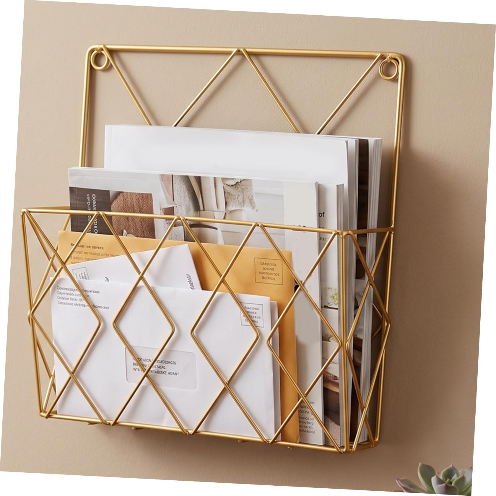 3 Piezas Organizador de Archivos de Pared de Hierro Dorado Compartimentos
