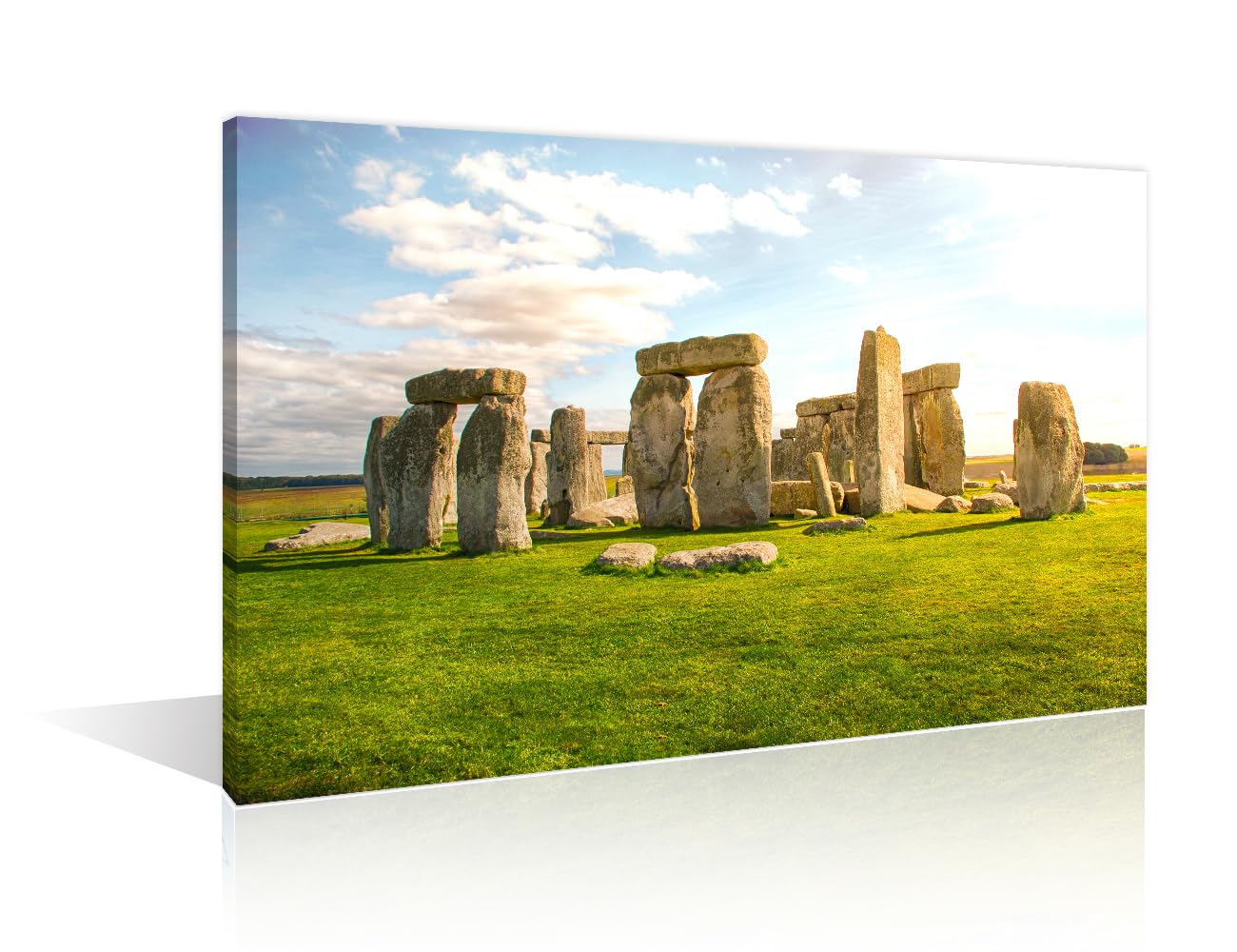 TISHIRON UK Natural Landscape Wall Art 1 Panels Stonehenge at Sunset Canvas Paintings Black and White Wall Art Posters and Prints Giclee Wooden Framed Gallery-Wrapped Ready to Hang (12" Wx18 H) โ image 1