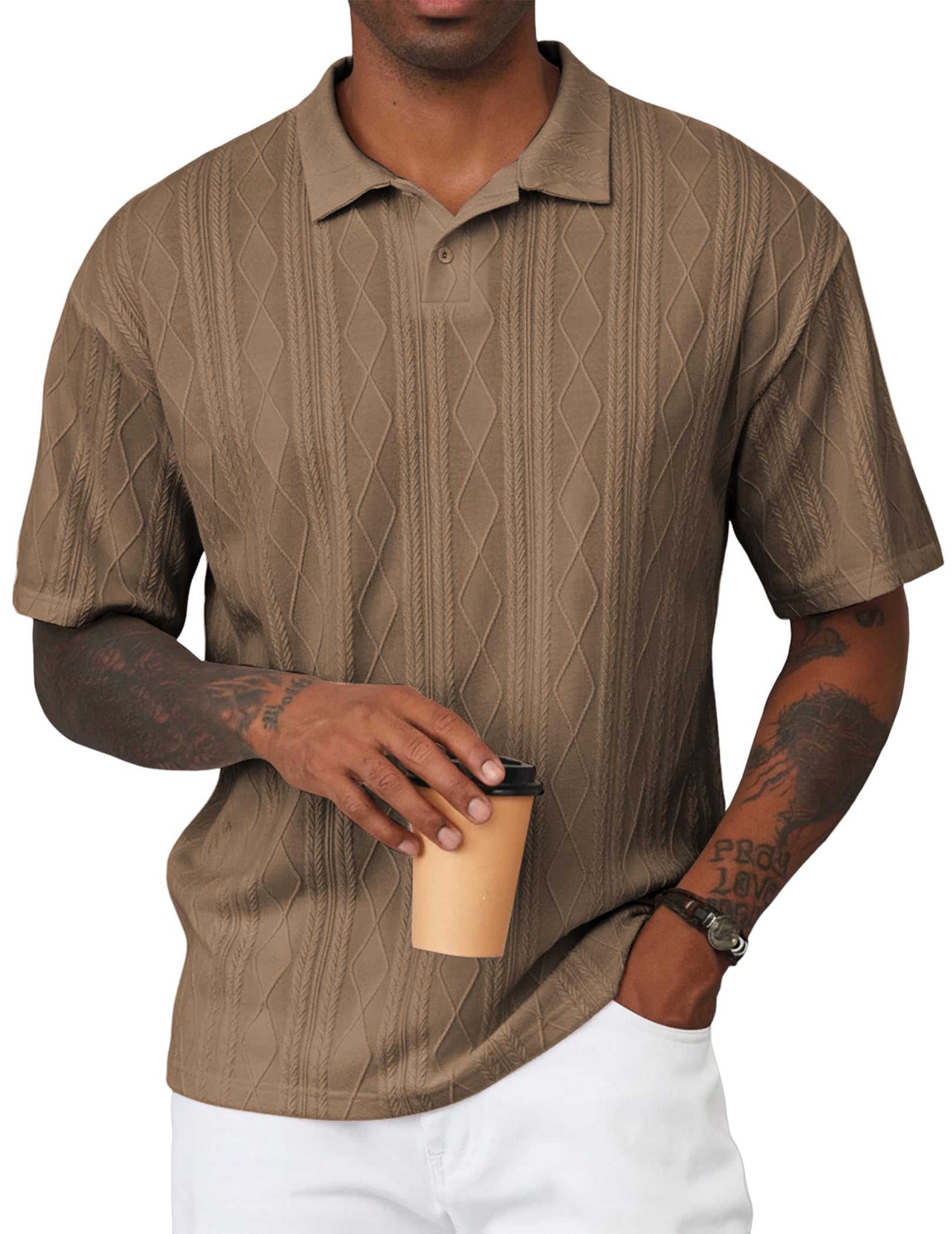 JMIERR Poloshirt Herren Kurzarm Sommer Strick Textured Polo | Old money style Herren,Regular Fit,Leicht und Atmungsaktiv,Business Casual Polohemd Shirts,Maschinenwaschbar