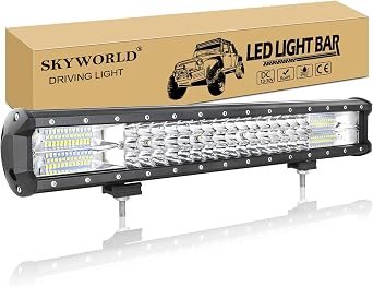 SKYWORLD 20 inch 288W LED Work Light Bar, Tri Row 12V 24V Offroad Bar Lamp Driving Fog Lights Waterproof for 4x4 Car Trucks Tractor ATV SUV Vehicle Boat, Spot Flood Combo Beam, 6000K White