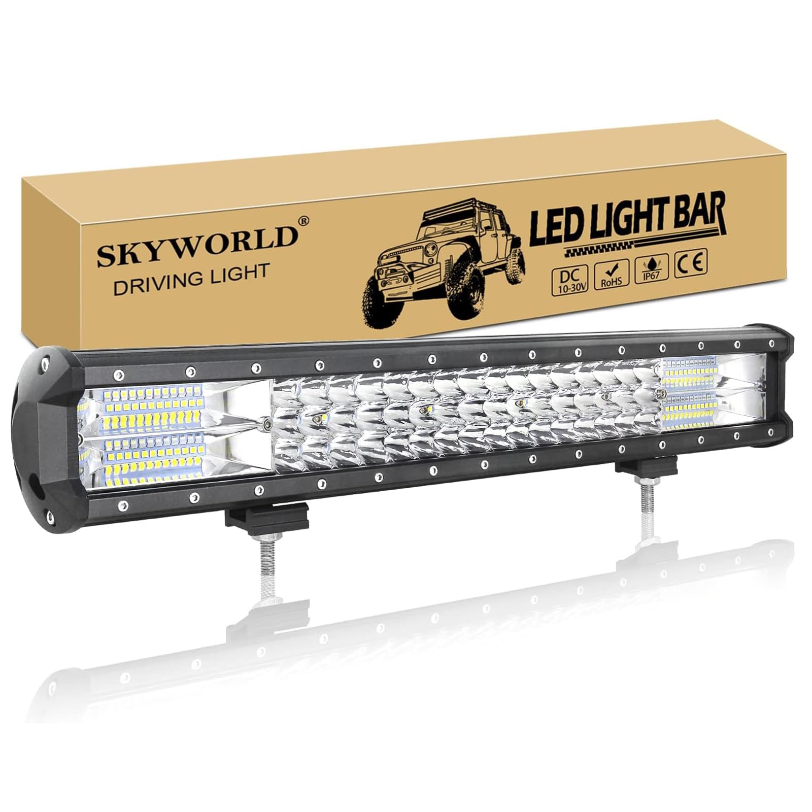 20 inch 288W LED Work Light Bar, Tri Row 12V 24V Offroad Bar Lamp Driving Fog Lights Waterproof for 4x4 Car Trucks Tractor ATV SUV Vehicle Boat, Spot Flood Combo Beam, 6000K White