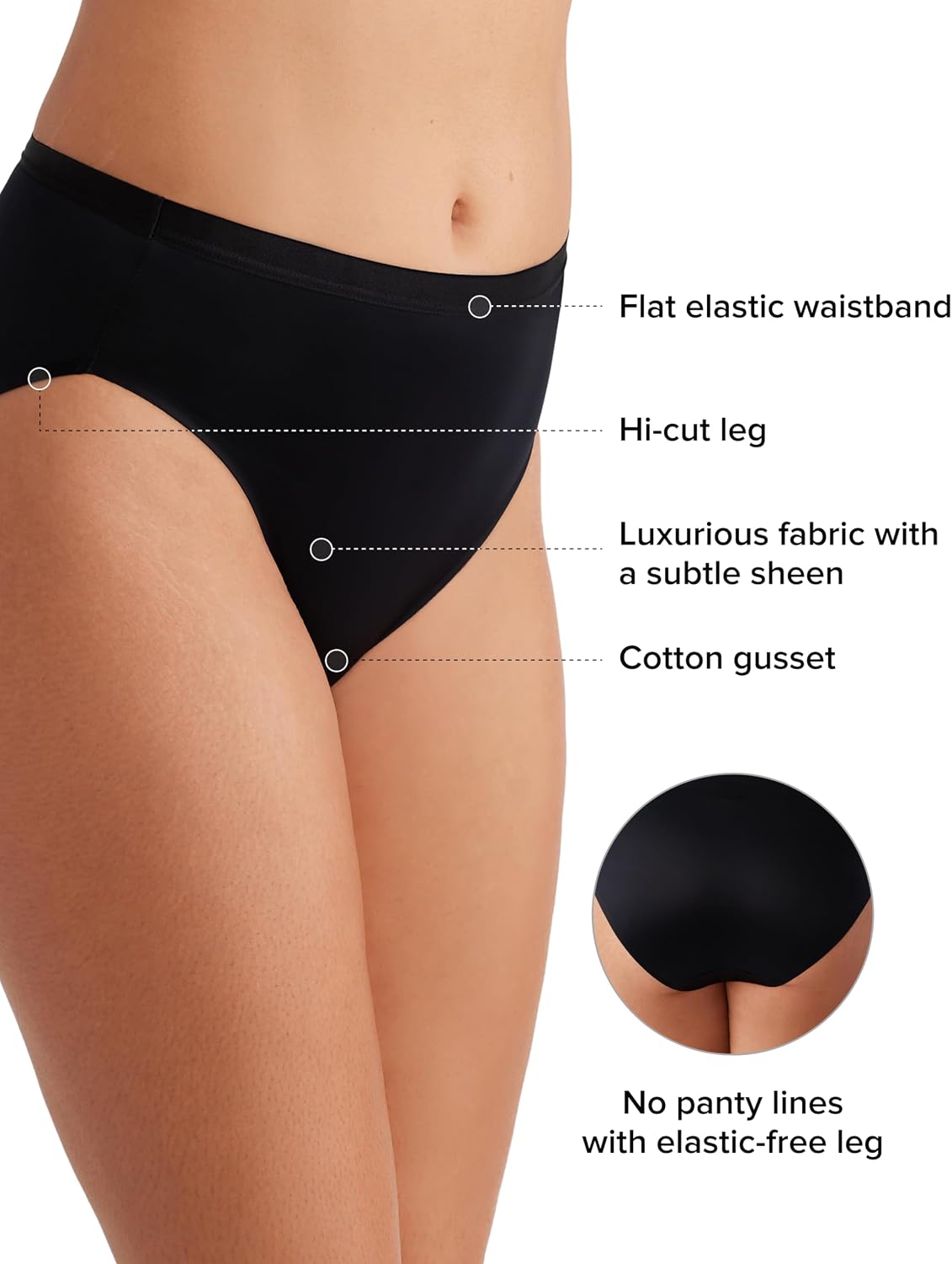 Wacoal Women's Wacoal Women's Inner Sheen Hi Cut Brief 6 Pack