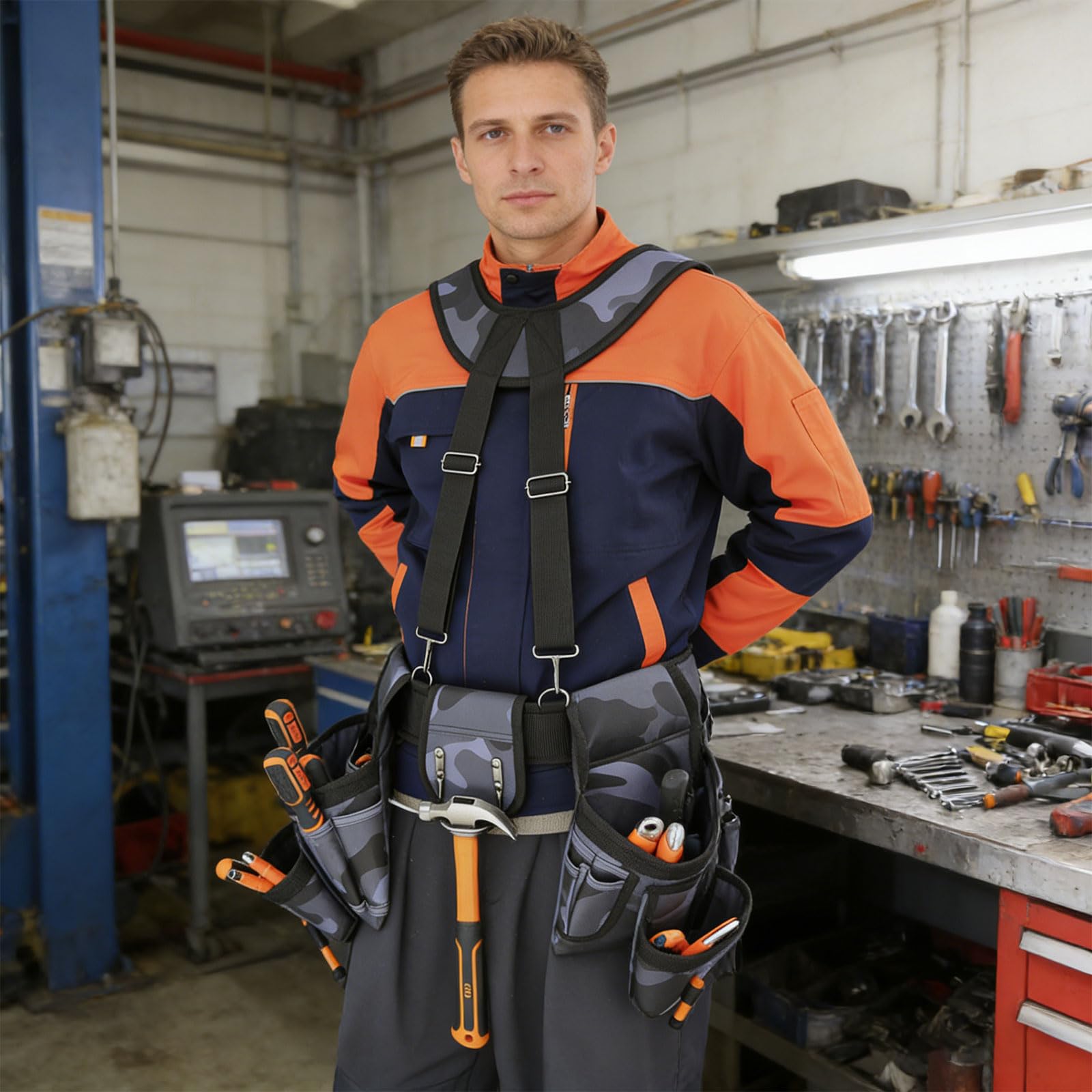 Cintura porta attrezzi ergonomica con comode tasche magnetiche Vestibilità personalizzabile e ampio spazio per riporre attrezzi Cintura flessibile per la spedizione degli attrezzi