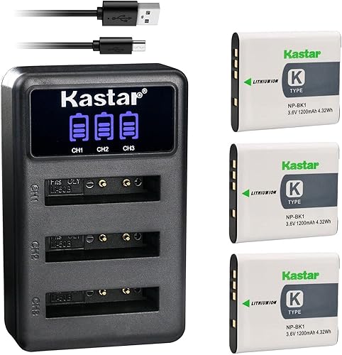 Miniatura 8 de Kastar Cargador de batería LCD triple USB compatible con Sony NP-BK1 NP-FK1 K tipo batería, Sony BC-CSK Charger, Sony Cyber-Shot DSC-W180,