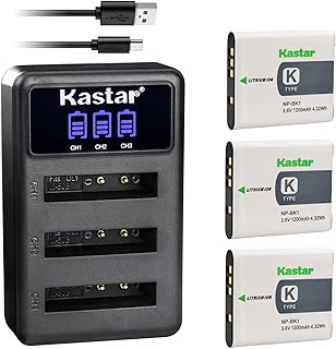 Kastar 3 Pack Battery and LCD Triple USB Charger Compatible with Sony NP-BK1 NP-FK1 K Type Battery, Sony BC-CSK Charger, Sony Cyber-Shot DSC-W180, Cyber-Shot DSC-W190, Cyber-Shot DSC-W370 Camera