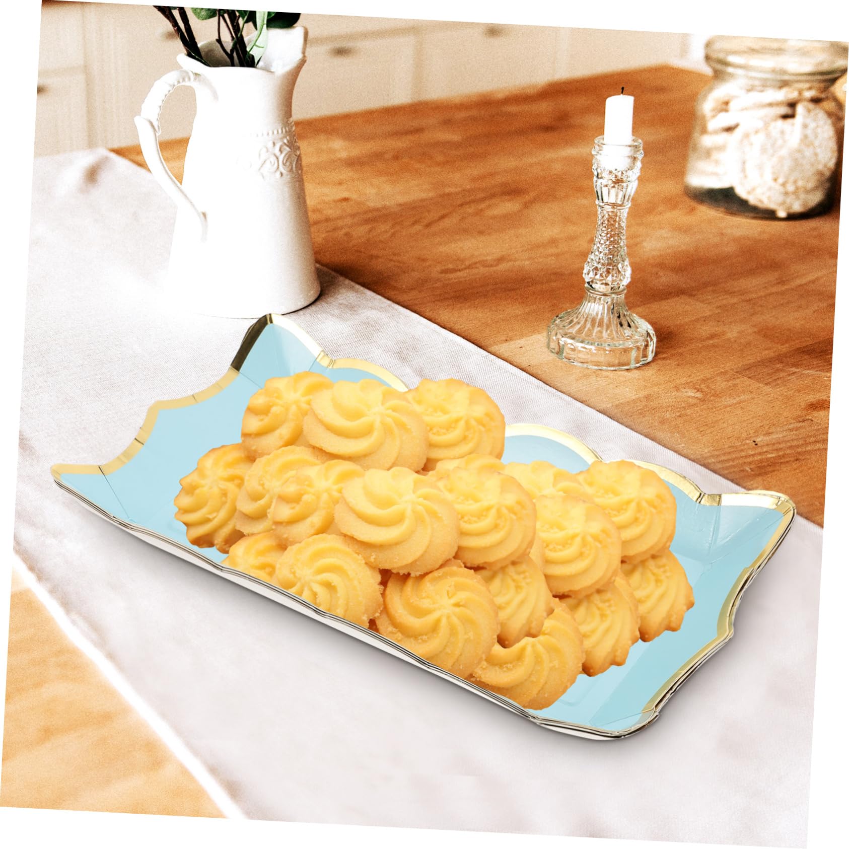 Amosfun 12 Pièces Assiette carrée en Dentelle de Papier Plateau Noel Plateau de Service Noel Assiettes Papier Carton Jante Plateaux d'affichage de Biscuits Plateaux à Biscuits Blue