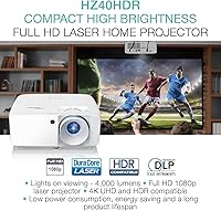 Vista 2 de Optoma Proyector de teatro y juegos HZ40HDR HD DLP - Blanco