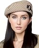 Women Classic Houndstooth Beret with PU Leather Edge, Chic Flat Artist Beanie Hats for Summer Spring