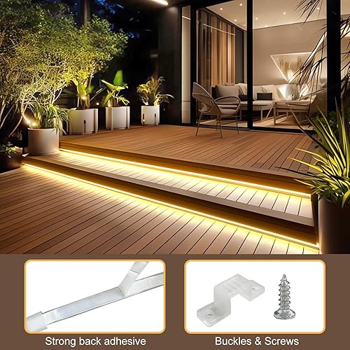 Miniatura 6 de echosari Tira de luces LED de 9.8 pies, 90 luces LED con temporizador remoto, tira de luces cortables para exteriores, impermeable, para dormitorio,