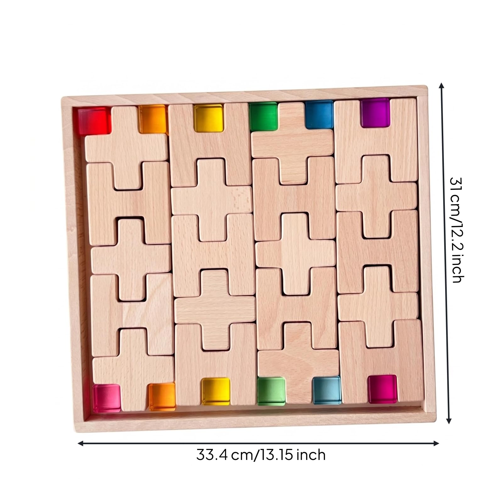 Kinder Bausteine Holzbausteine Stapelsteine Steckbausteine mit Transparenten Acryl Elementen Und Verzahnten Ausschnitten Unterstützen Bauen Sortieren