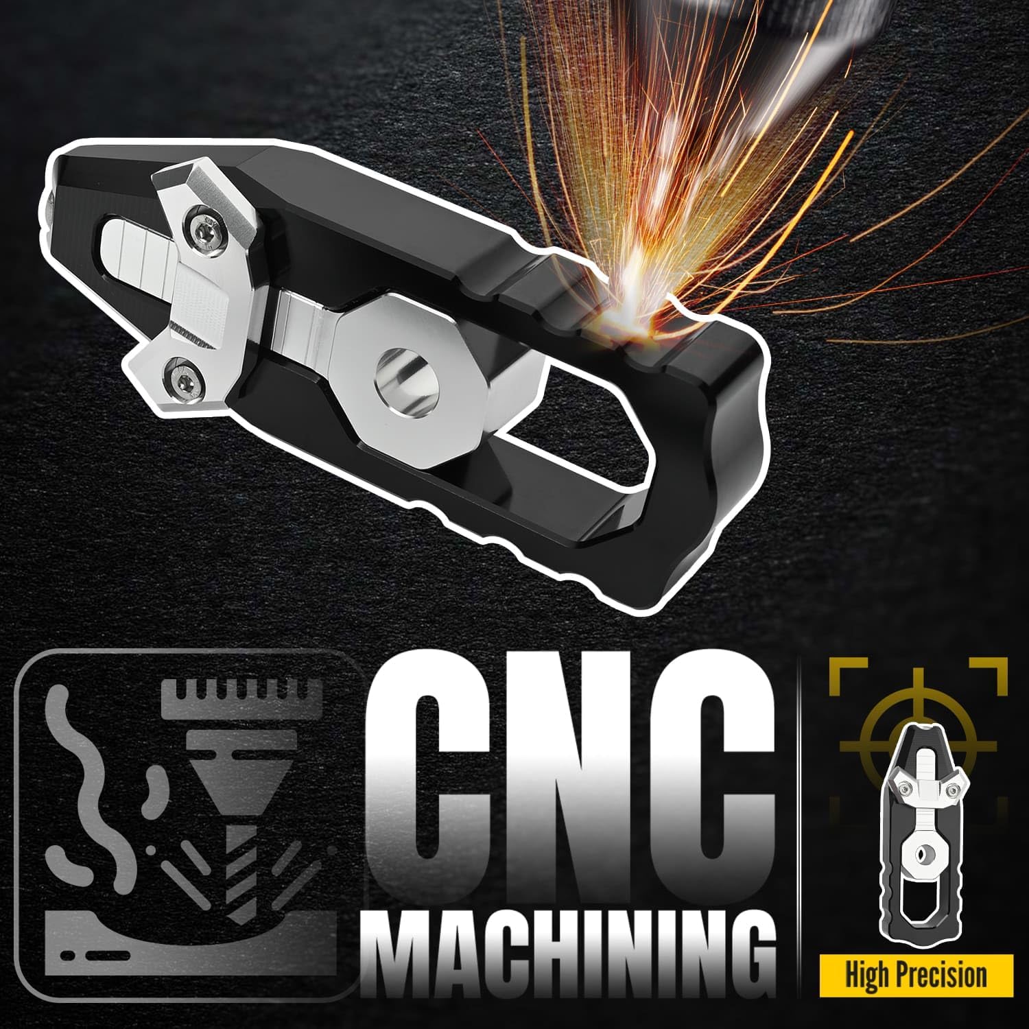 Canitu 2Pcs Black Swingarm Tensioner Axle Adjusters, Billet Aluminum Motorcycle Rear Axle Chain Spool Mods Chain Adjusters Adjusting Tool for Honda Grom 125 2014-2021