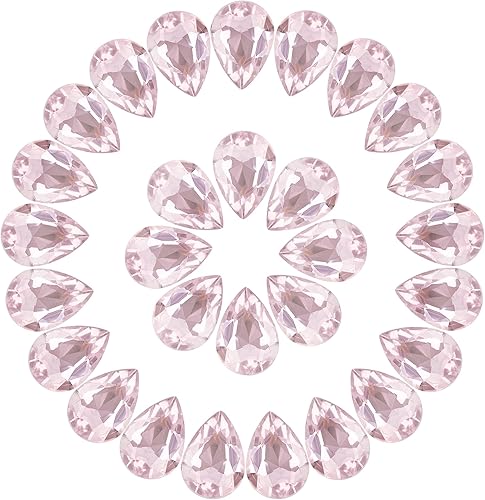 100 diamantes de imitación de lágrima de cristal con parte trasera de punto rosa para manualidades, fabricación de joyas, 0.51 x 0.70 pulgadas