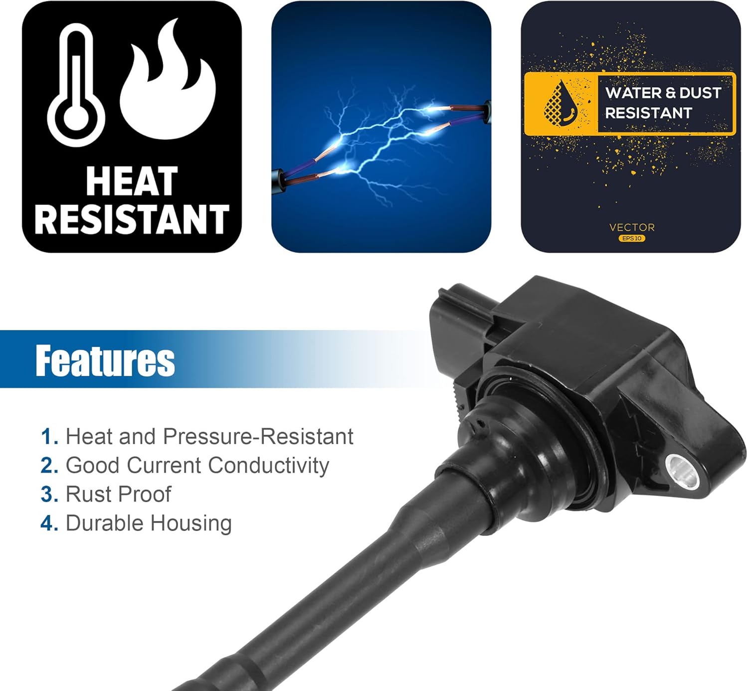 X AUTOHAUX 4pcs Car Ignition Coil 22448-1KC0A for Nissan Sentra 2017-2019 for Nissan Juke Rogue