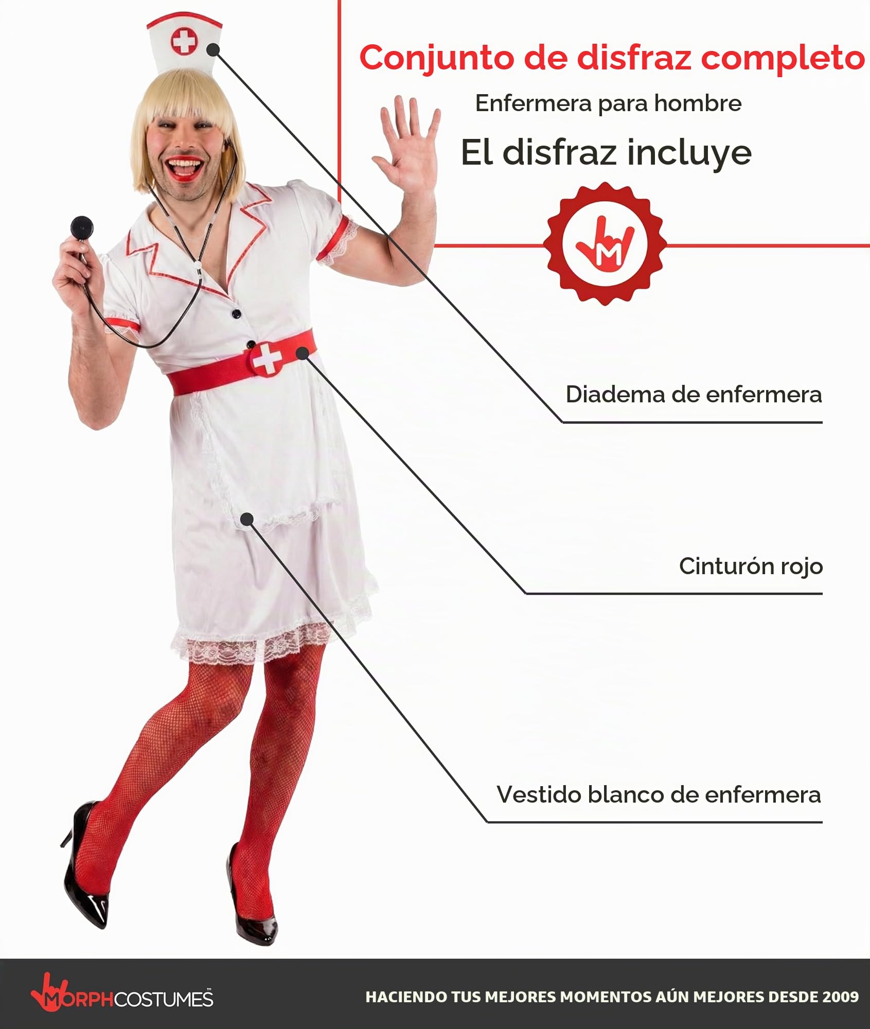 Fun Shack Disfraz Enfermera Adulto, Traje Enfermero Hombre, Disfraces Enfermeras, Despedida Soltero, Disfraz Carnaval Halloween