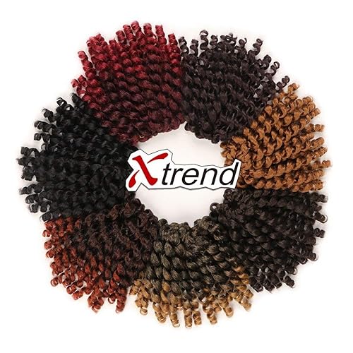 Miniatura 6 de Paquete de 3 trenzas de cabello rizado de 8 pulgadas, 20 mechones por paquete, 2.48 onzas (2.65 oz), extensiones de cabello sintético Xtrend (1B#, 3
