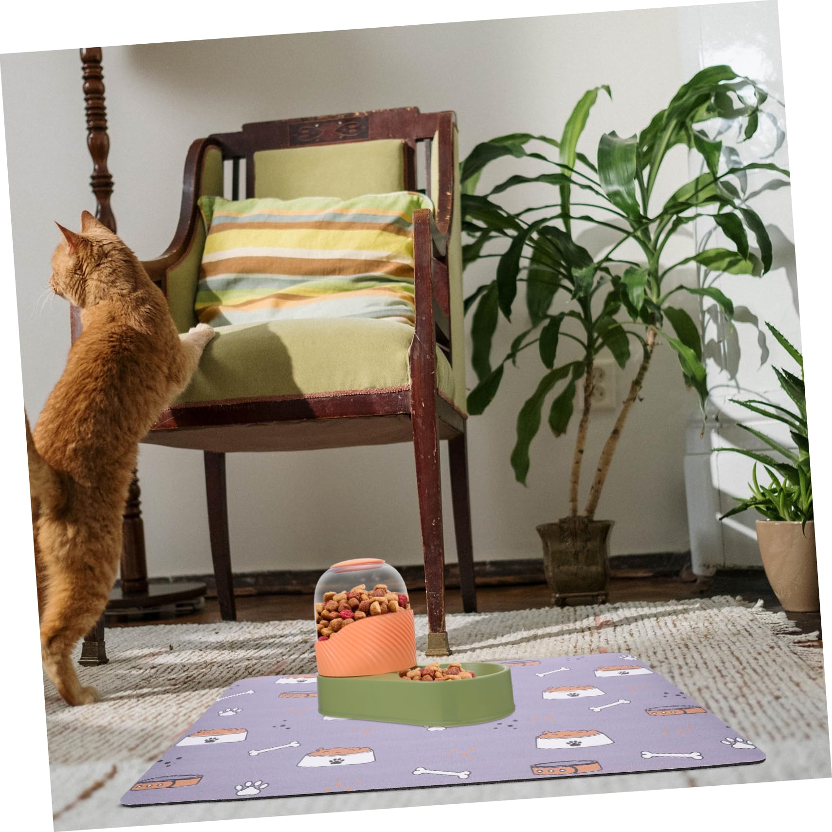 Sosoport 4pezzi Tappetino Antiscivolo Per Ciotole Di Cibo Per Animali Domestici Design Facile Da Pulire Materiale Sicuro e Leggero Per Uso Versatile Casa