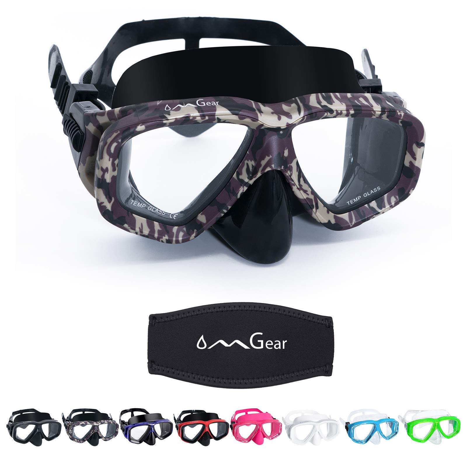 OMGear Swim Mask Dive Goggles Swimming Goggles with Nose Cover Snorkeling Gear Junior Adult Snorkel Mask for Scuba Diving Spearfishing Neoprene Strap Impact Resistance