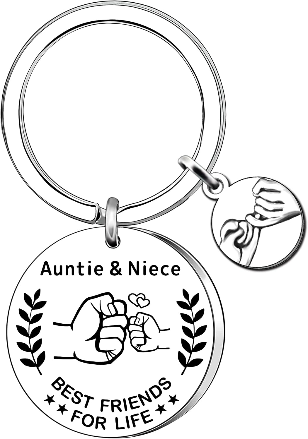 AMZQ Auntie Gifts from Niece Auntie Birthday Gifts Christmas Mother's Day Keyring Gifts, Silver