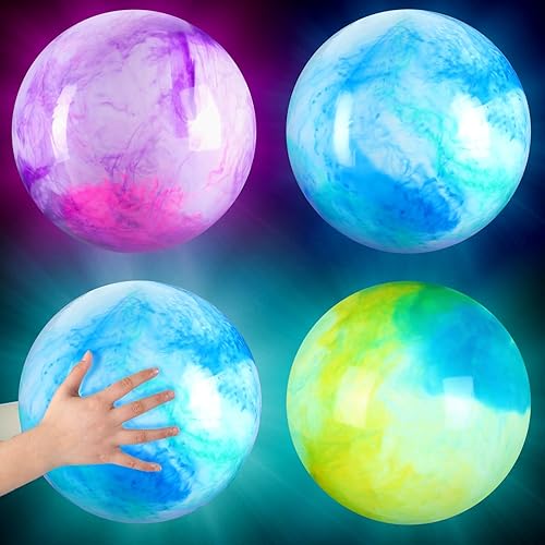 Hungdao 3 pelotas inflables de mármol que brillan en la oscuridad de 12 x 15 x 18 pulgadas, juguetes de piscina, pelota de playa, pelotas inflables
