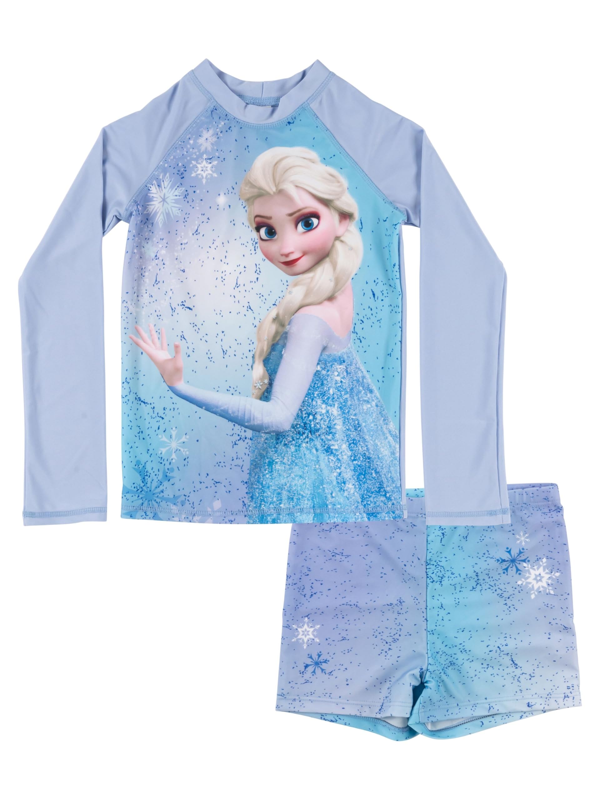 United Labels Disney Królowa Lodu kostium kąpielowy dwuczęściowy, ochrona UV 50, dla dziewcząt, ELSA, niebieski, moda kąpielowa dla dzieci z koszulką i kąpielówkami, strój kąpielowy