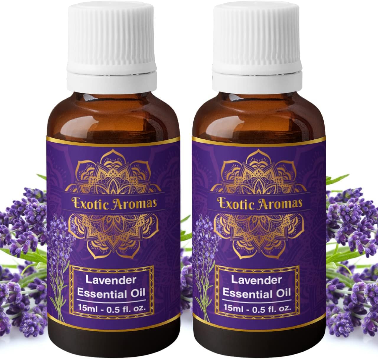 Exotic Aromas Lavender Essential Oil for Aroma Therapy, Stress Relief, Hair, Skin (15Ml + 15Ml) Pack of 2