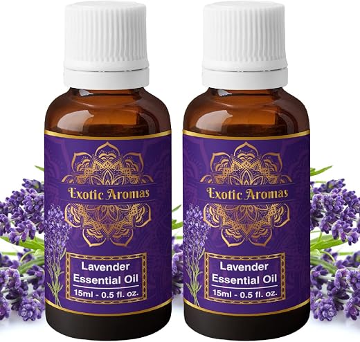 Exotic Aromas Lavender Essential Oil for Aroma Therapy, Stress Relief, Hair, Skin (15Ml + 15Ml) Pack of 2