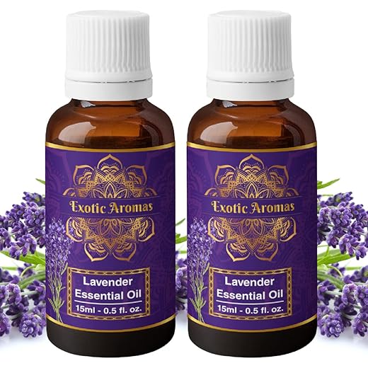 Exotic Aromas Lavender Essential Oil for Aroma Therapy, Stress Relief, Hair, Skin (15Ml + 15Ml) Pack of 2