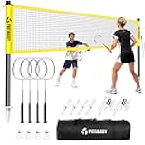 Badminton Set for Backyard, Outdoor Badminton Net with Anti-Sag Design, 4 Professional Badminton Rackets, 4 Shuttlecocks and Carry Bag for Lawn or Beach