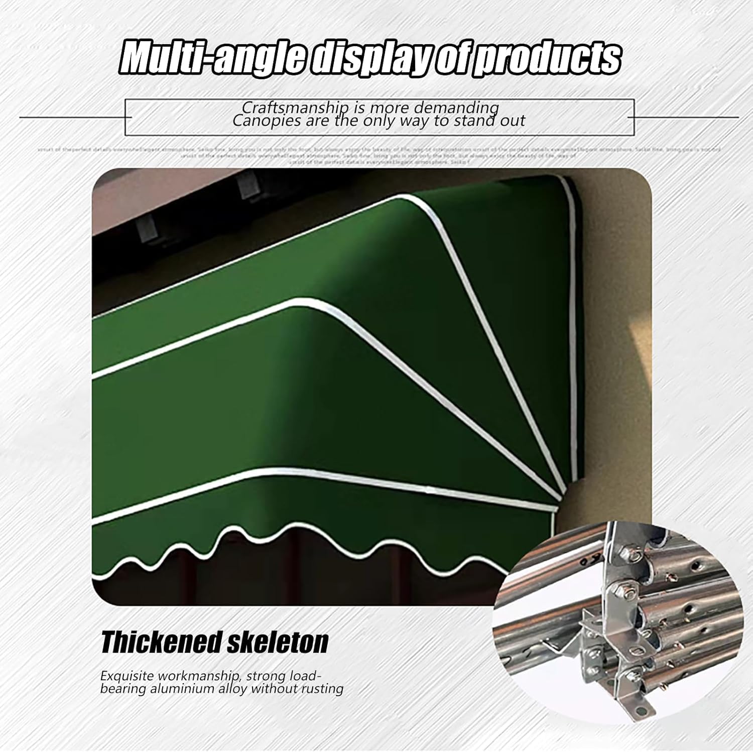 Tenda da sole retrattile con telaio completo e accessori di montaggio, ideale per uso residenziale e commerciale, tessuto resistente per ombra e protezione