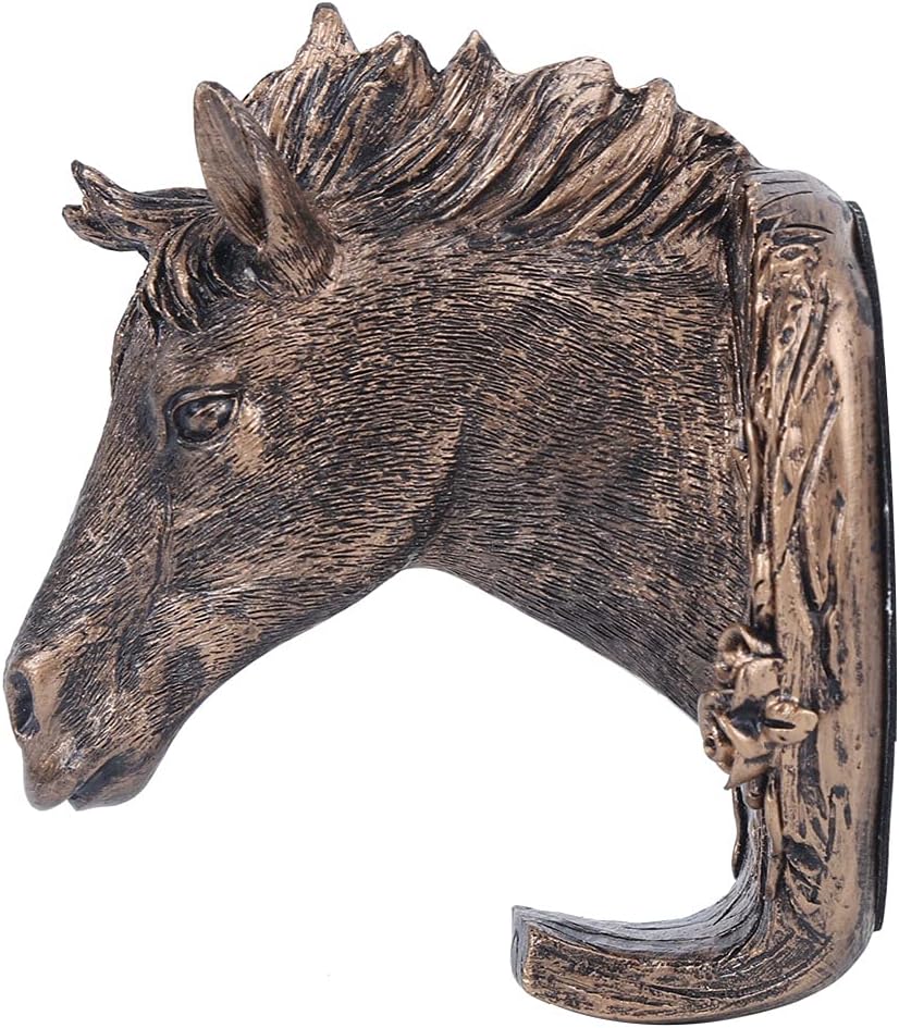 Yctze Adorable Animal Shaped Wall Mounted Hooks for Coat and Hat Hanging, Decor for Bathroom & Bedroom Without Animal Coat Hooks (Horse (Antique Gold))