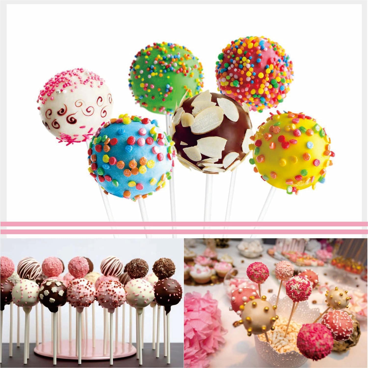 Silicone Cake Pop Molds, 20 Cavity Lollipop Molds with 100pcs Cake Pop Sticks 100pcs Candy Treat Bags 100pcs Gold Ties, Cake Pop Kit for Lollipop Chocolate Making and Packing