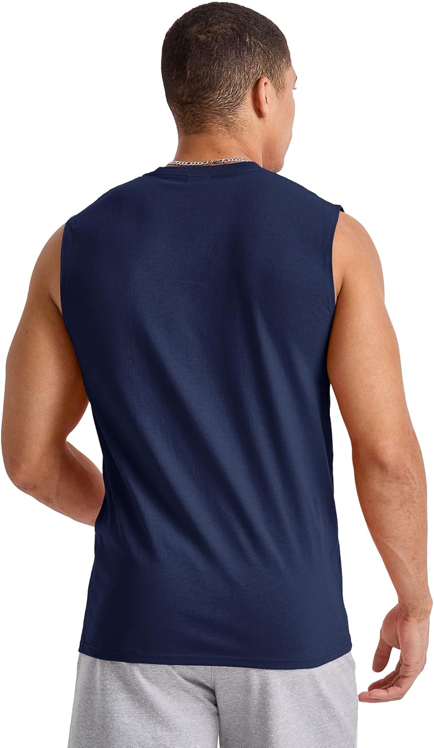 Hanes Mens Essentials Midweight Muscle T-Shirt Pack, Cotton Muscle Tank Shirts, 3-Pack - Image 3