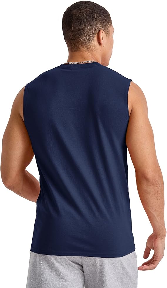 Hanes Men's Essentials Midweight Muscle T-Shirt Pack, Cotton Muscle Tank Shirts, 3-Pack