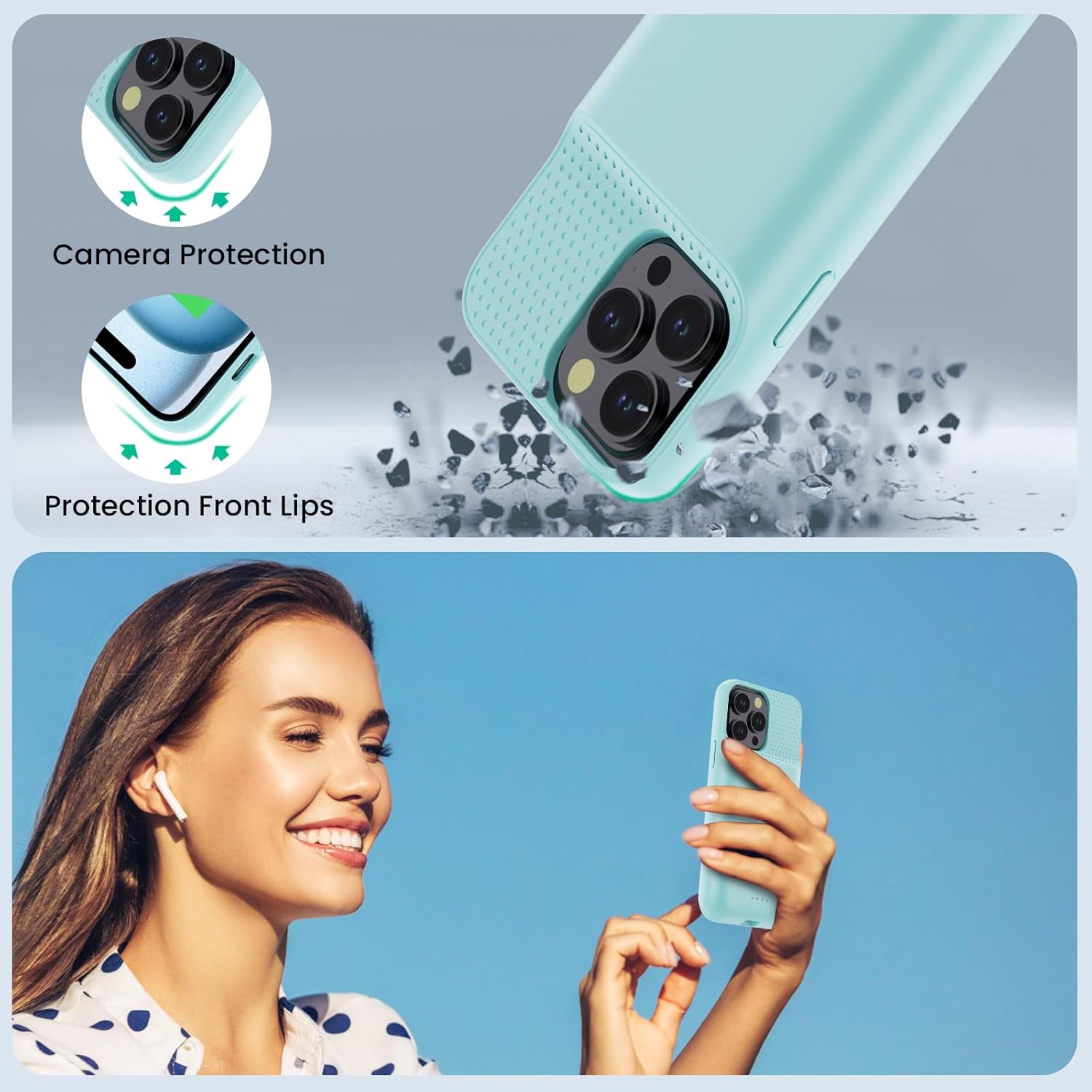 Battery Case for iPhone 15 Pro Max,Powerful 8600mah Ultra-Slim Protective Charging Case,15W Fast Charging Portable Rechargeable Expandable Battery Charger Cover for iPhone 15 Pro Max(6.7inch)-Green