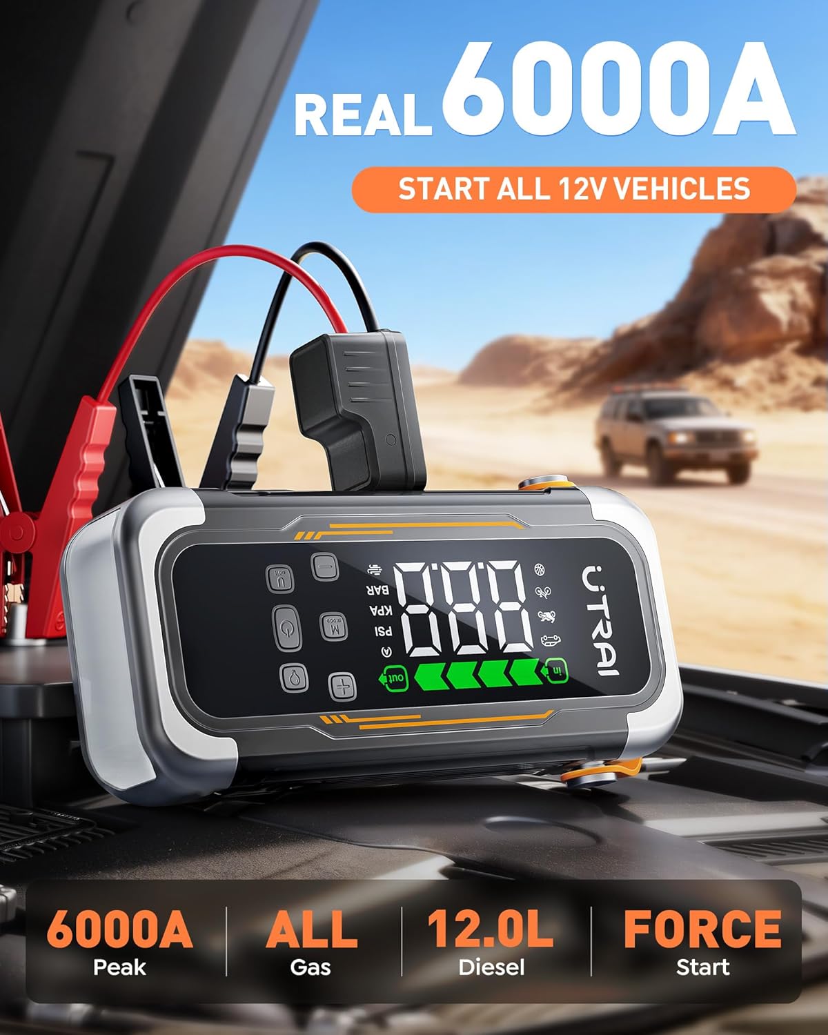 UTRAI 4000A 150PSI Car Jump Starter & UTRAI 6000A Jump Starter with Air Compressor 150PSI & Air Blower