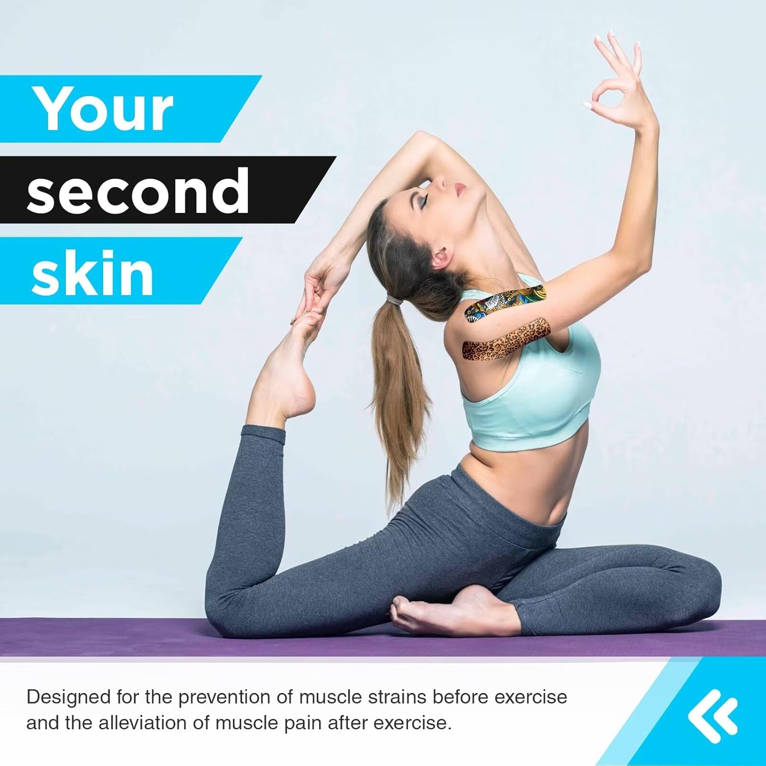 OK TAPE Hypoallergenic Digtal Printed Kinesiology Tape, Elastic Sports Athletic Tape, 2 Rolls, 2in×16.4ft Uncut Roll-Cheetah - Image 5