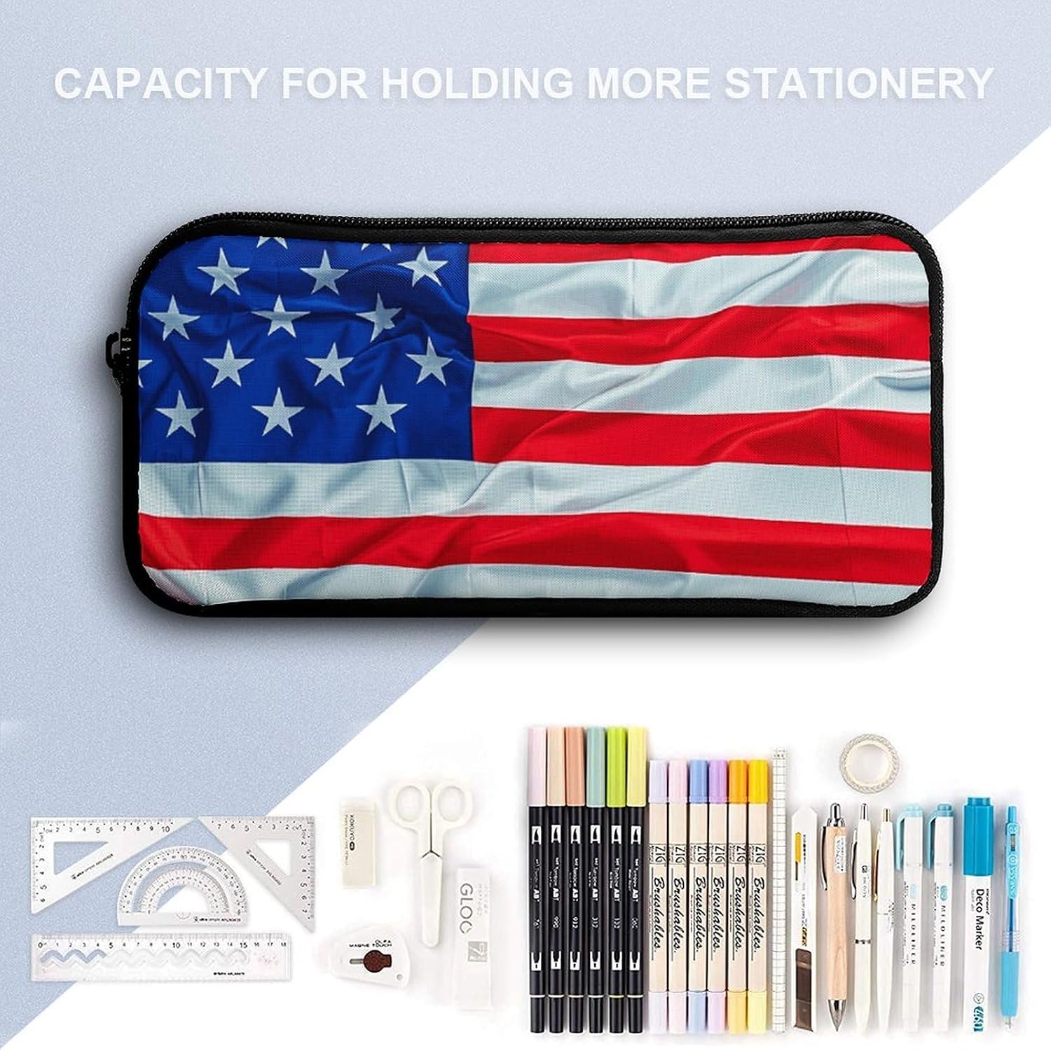 Flag Pattern Pencil Pouch Soft Large Capacity Pencil Case image 3