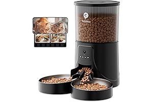 Automatic Cat Feeder for 2 Cats, 2.4G WiFi Remote Control and HD Camera