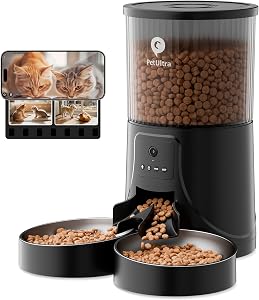 PETULTRA Automatic Cat Feeder for 2 Cats, 5G WiFi Pet Feeder with HD Camera | Food Dispenser for Multiple Cats, Remote Control APP, 2-Way Audio, Timed Precision Feeding, Detachable Clean, Desiccant Bag.
